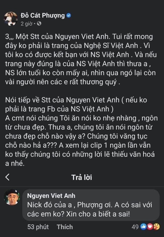 Diễn viên Cát Phượng gây tranh cãi khi phản pháo gay gắt lời nhắc nhở của NSND Việt Anh ảnh 4