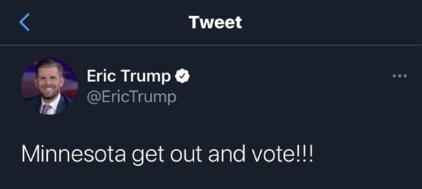 Bầu cử có kết quả rồi mới kêu gọi đi bỏ phiếu, con trai Tổng thống Trump bị “troll” mạnh ảnh 1