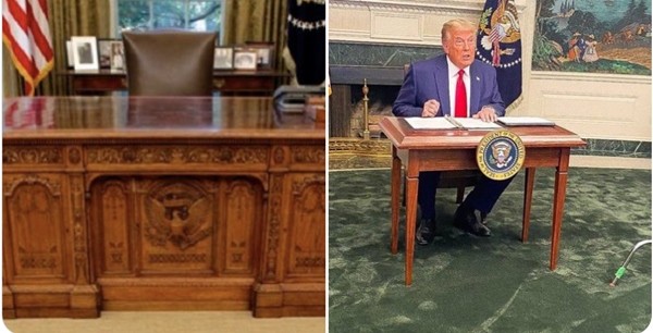 Tổng thống Trump gặp chuyện oái oăm: Họp báo ở Nhà Trắng mà ai cũng chỉ chú ý đến cái bàn ảnh 3
