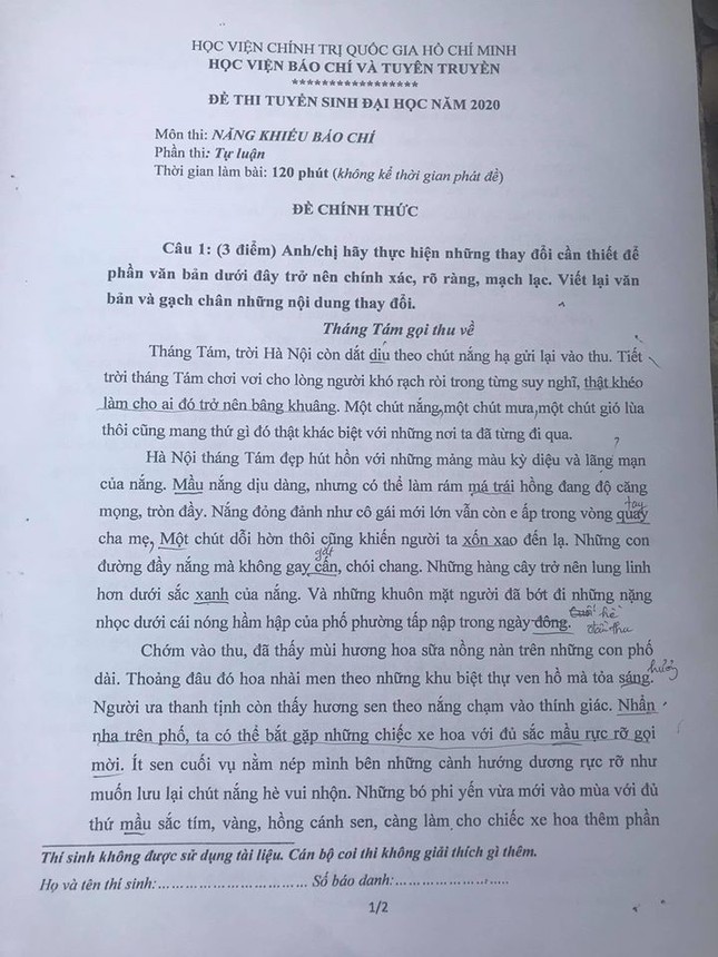 Thi năng khiếu của trường Báo: Nghĩa cử đẹp mùa dịch COVID-19 được đưa vào đề thi ảnh 6