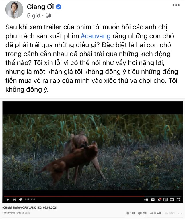 Tại sao YouTuber Giang Ơi lại bất ngờ lên tiếng chỉ trích gay gắt phim “Cậu Vàng“? ảnh 1