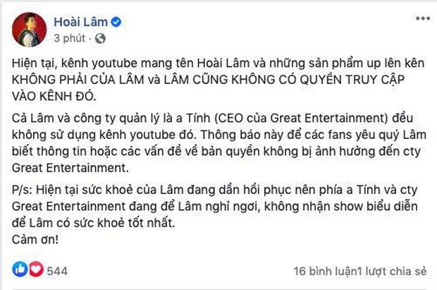 Nhập viện sau loạt bài đăng “up rồi lại xóa”, Hoài Lâm khiến người hâm mộ lo lắng ảnh 3