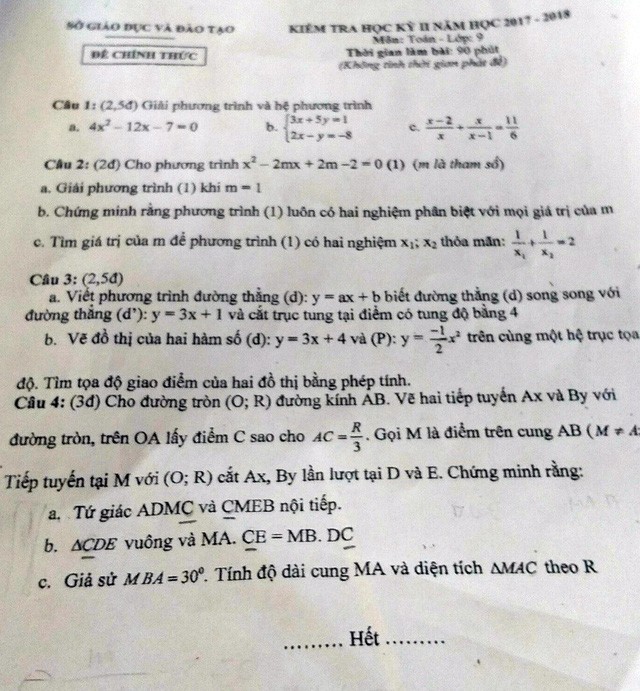 Học sinh lớp 9 ở Bình Dương 'hết hồn' với đề thi học kỳ sai ảnh 1