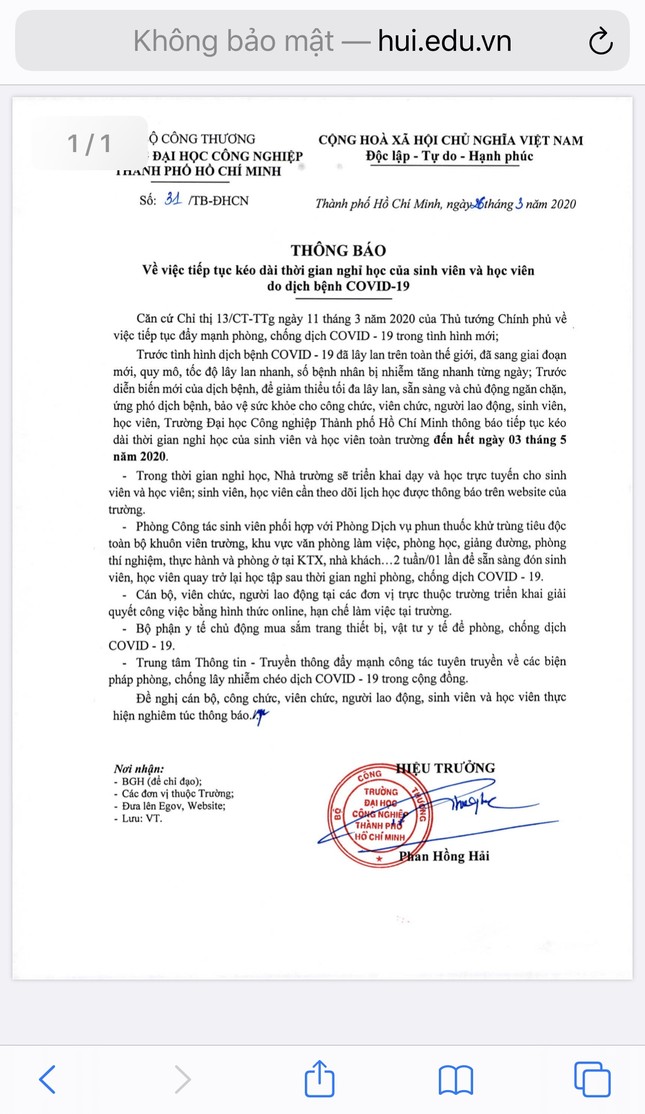 TP.HCM: Nhiều trường đại học quyết định kéo dài thời gian nghỉ học đến tận tháng 5 ảnh 1