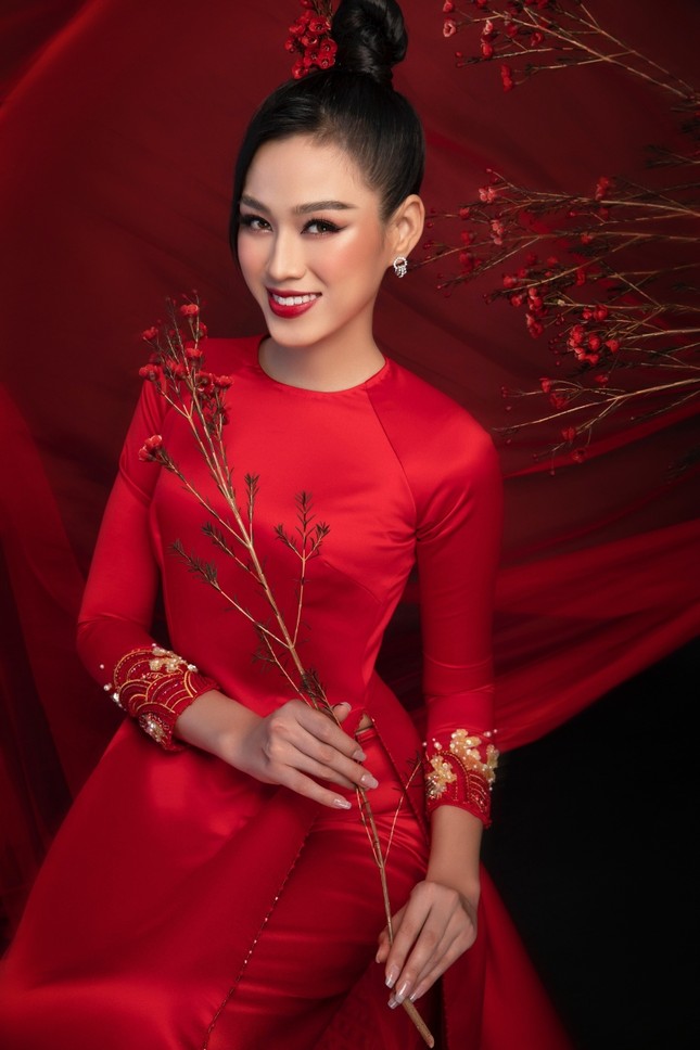 Ngắm Top 3 Hoa Hậu Việt Nam 2020 đẹp sắc sảo, ấn tượng trong những tà áo dài đón Tết ảnh 14