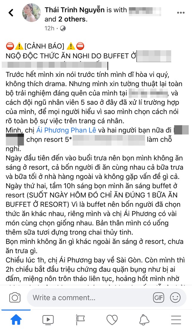 Nhập viện cấp cứu vì ngộ độc thực phẩm, Thái Trinh “tố” resort 5 sao vô trách nhiệm ảnh 1