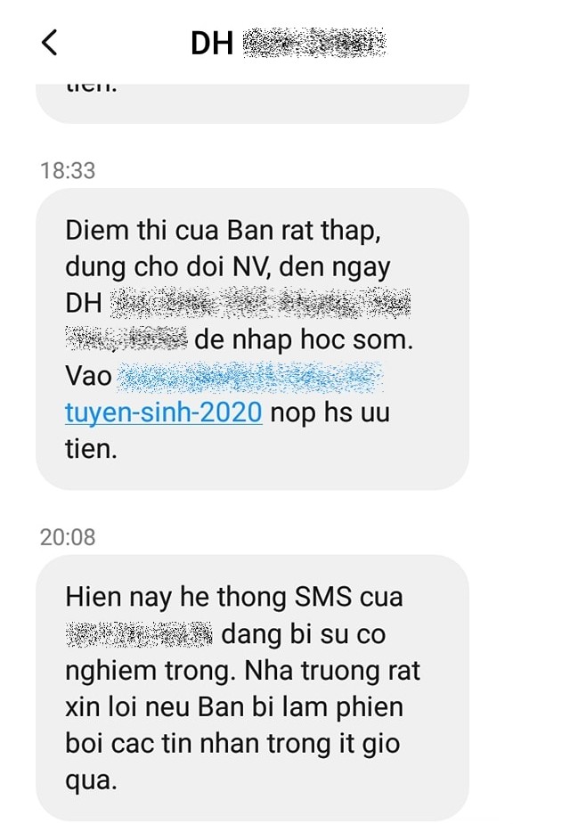 Sĩ tử phẫn nộ khi nhận tin nhắn chê điểm thấp từ một trường đại học ảnh 2