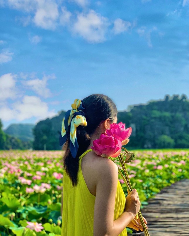 Ngỡ ngàng hồ sen nở rộ giữa Thu ở Hang Múa (Ninh Bình), giới trẻ tha hồ chụp ảnh “sống ảo“ ảnh 3
