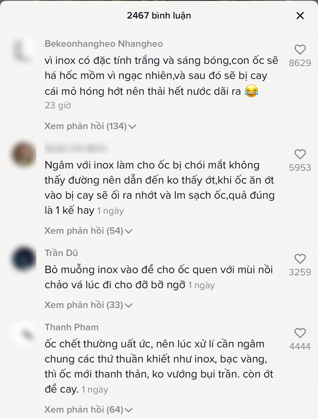 Chàng trai hỏi “Tại sao ngâm ốc phải bỏ đồ inox vào”, dân mạng đưa ra loạt câu trả lời “bá đạo“ ảnh 2