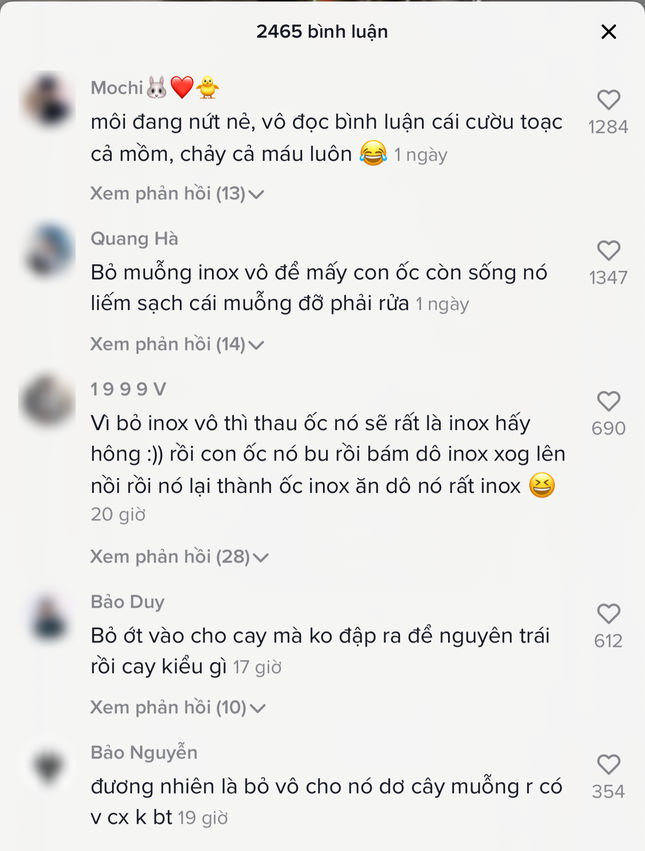 Chàng trai hỏi “Tại sao ngâm ốc phải bỏ đồ inox vào”, dân mạng đưa ra loạt câu trả lời “bá đạo“ ảnh 3