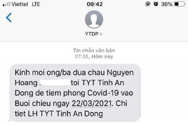 Trung tâm Y tế TP Quảng Ngãi nhắn nhầm thông báo đi tiêm vắc xin ngừa COVID-19 ảnh 1