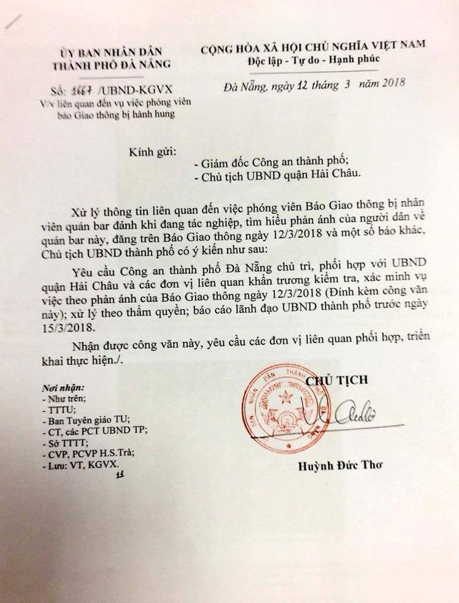 Chủ tịch Đà Nẵng chỉ đạo làm rõ vụ phóng viên bị hành hung ảnh 1