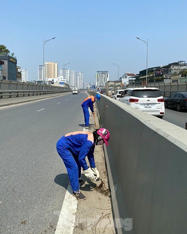 Rác thải 'tấn công' đường Vành đai 2 trên cao, đơn vị quản lý nói gì? ảnh 1