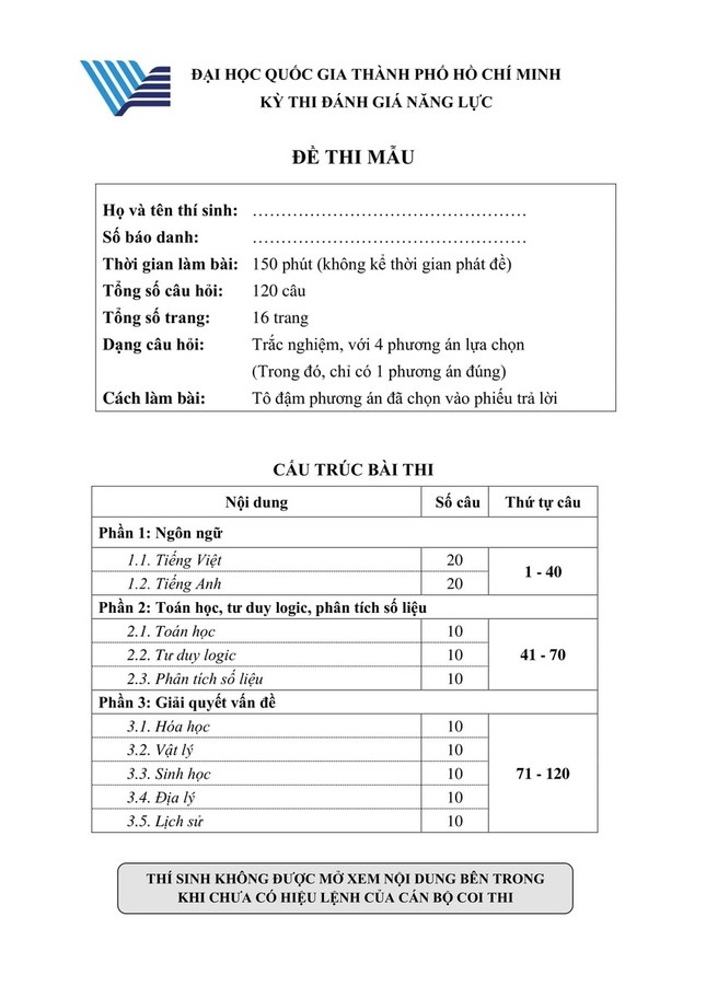 ĐHQG TPHCM chính thức mở cổng đăng ký thi đánh giá năng lực ảnh 2