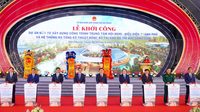 Chủ tịch Quốc hội bấm nút khởi công Trung tâm hội nghị Hải Phòng hơn 2.300 tỷ đồng ảnh 1