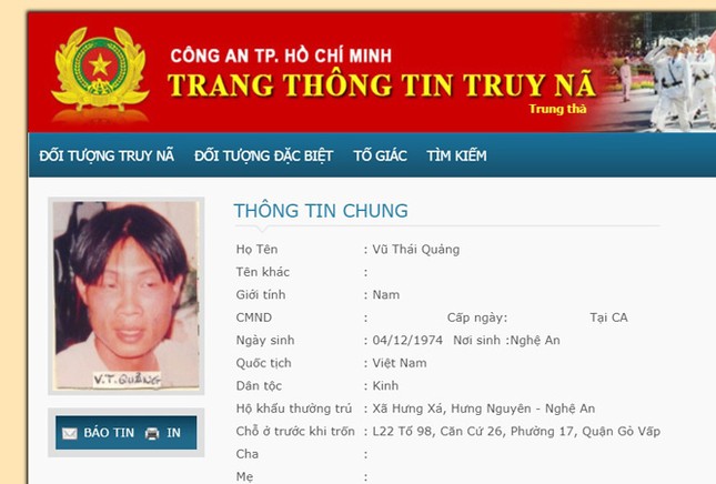 Di lý phóng viên là đối tượng truy nã về Công an TPHCM ảnh 1