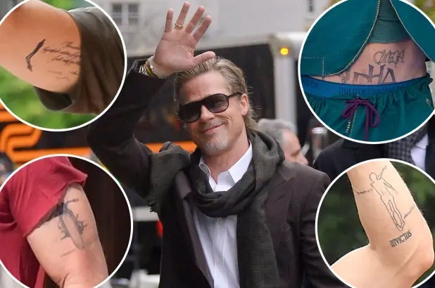 Nhiều hình xăm trên cơ thể Brad Pitt liên quan đến Angelina Jolie ảnh 1