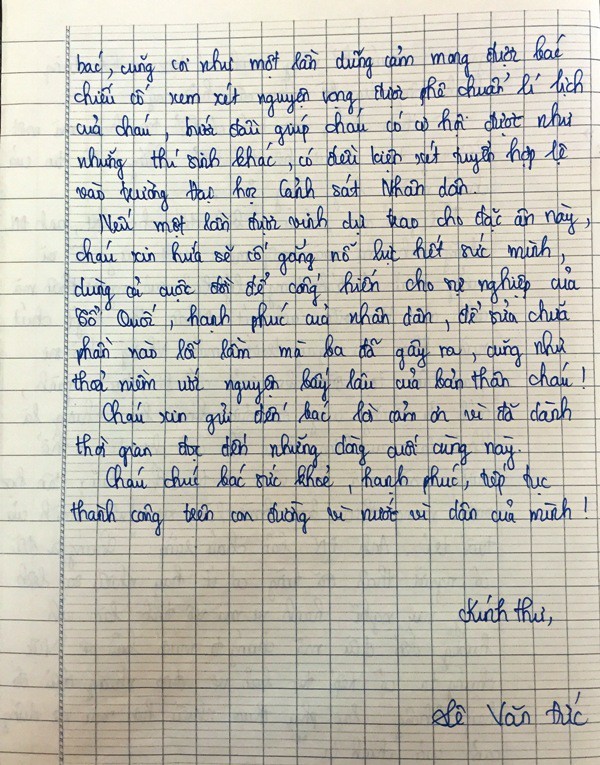 “Vướng” lý lịch, nam sinh viết thư cầu cứu Bộ trưởng Bộ Công an ảnh 2