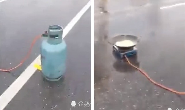 Góc hồn nhiên: Người đàn ông mang bếp và bình ga ra đường để nấu mì gây tắc nghẽn giao thông ảnh 2