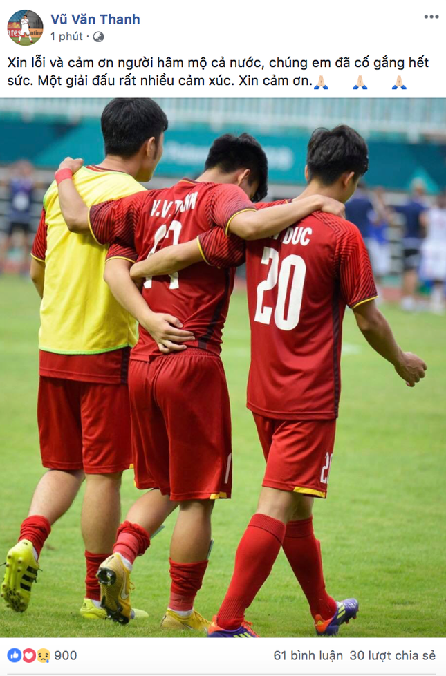 Sau trận thua Olympic UAE, các cầu thủ Việt Nam lên tiếng cảm ơn và xin lỗi người hâm mộ ảnh 2