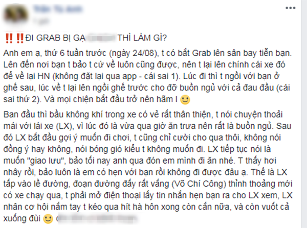 Hà Nội: Cô gái "tố" tài xế Grab quấy rối, trả 1 triệu đồng ép khách đi chơi cùng ảnh 1