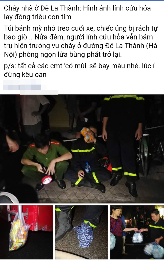 Vụ cháy ở Đê La Thành: Những hình ảnh người lính cứu hỏa khiến dân mạng xúc động ảnh 1