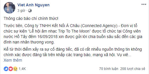 Vụ 7 người tử vong sau đêm nhạc hội ở Hồ Tây: Đại diện công ty tổ chức lên tiếng ảnh 2