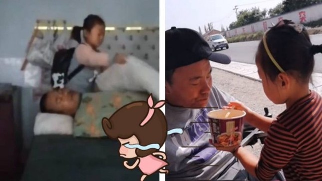 Bé gái 6 tuổi một mình chăm sóc cha tàn tật suốt nhiều năm, làm tan chảy hàng triệu trái tim ảnh 1