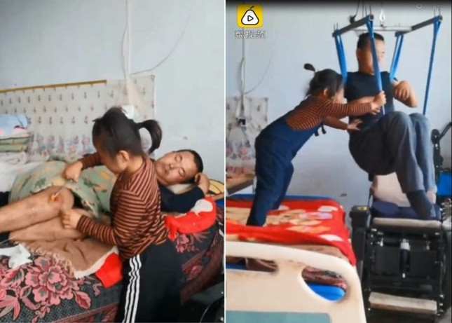 Bé gái 6 tuổi một mình chăm sóc cha tàn tật suốt nhiều năm, làm tan chảy hàng triệu trái tim ảnh 2