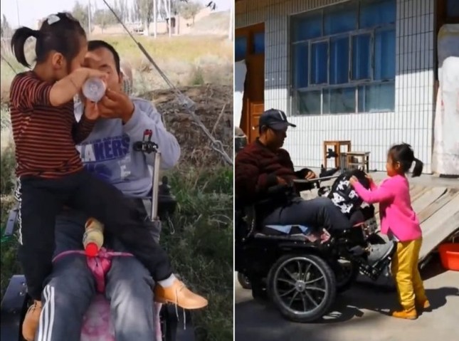 Bé gái 6 tuổi một mình chăm sóc cha tàn tật suốt nhiều năm, làm tan chảy hàng triệu trái tim ảnh 3