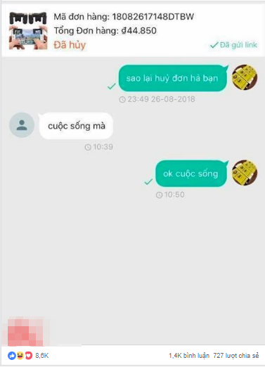 Những lý do hủy đơn hàng không thể "bá đạo" hơn của các "thượng đế" ảnh 1
