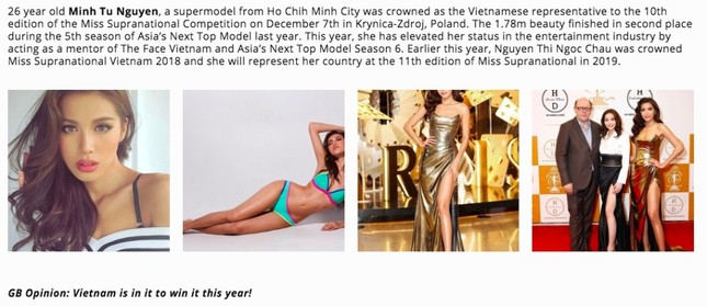 Minh Tú được diễn đàn sắc đẹp quốc tế dự đoán chiến thắng tại "Miss Supranational 2018" ảnh 2