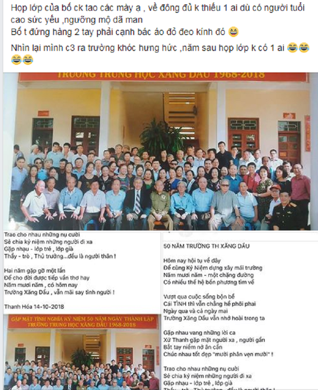 Bức hình họp lớp cấp Ba sau 50 năm không thiếu một ai khiến dân mạng... sửng sốt ảnh 1