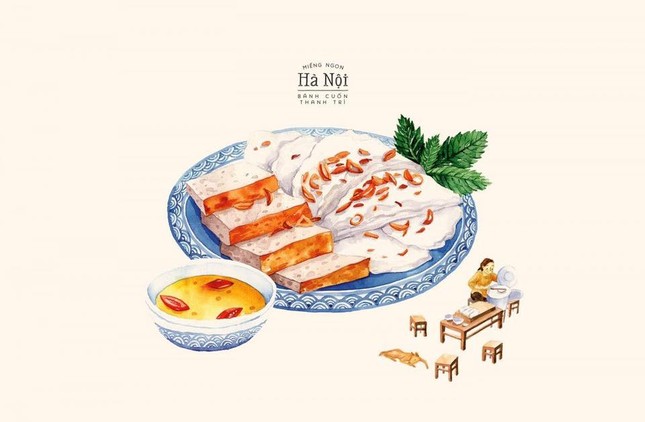 Dạo một vòng thưởng thức những "Miếng ngon Hà Nội" qua loạt tranh siêu yêu ảnh 1