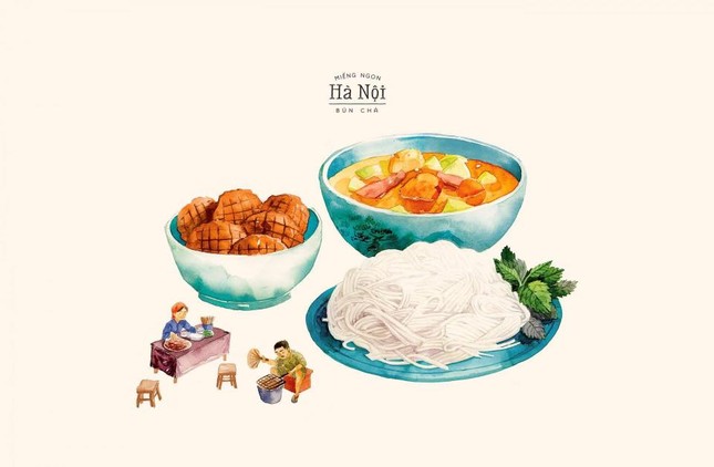 Dạo một vòng thưởng thức những "Miếng ngon Hà Nội" qua loạt tranh siêu yêu ảnh 6