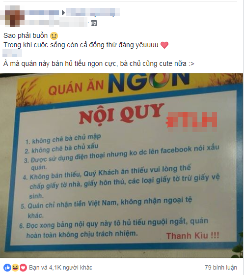 Bảng nội quy "bá đạo" của bà chủ quán hủ tiếu khiến dân mạng nhao nhao xin địa chỉ ảnh 1