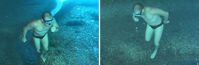 Clip khiến dân mạng tranh cãi: Thanh niên đang đi bộ dưới đáy biển thì lại nhảy tiếp xuống biển? ảnh 1