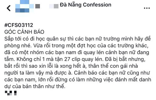 Nam sinh ĐH Ngoại ngữ Đà Nẵng quay lén nữ sinh tắm khi học quân sự, nhà trường nói gì? ảnh 2