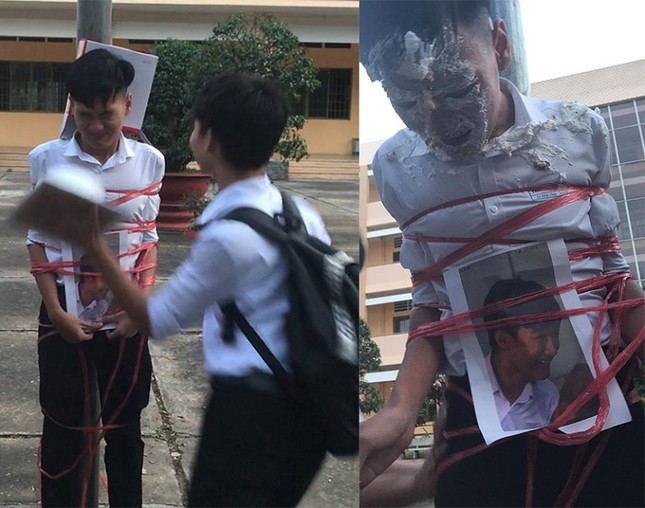 Sinh nhật nhớ đời: Bị dán ảnh chế khắp trường, nam sinh còn "ăn" cả bánh kem vào mặt ảnh 4