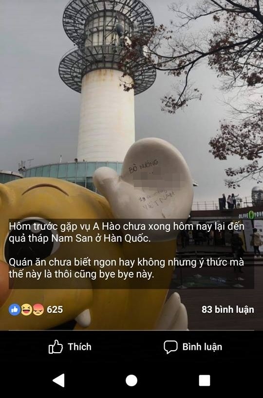 Lại xuất hiện dòng chữ tiếng Việt tại tháp Namsan, Hàn Quốc khiến dân mạng bức xúc ảnh 2