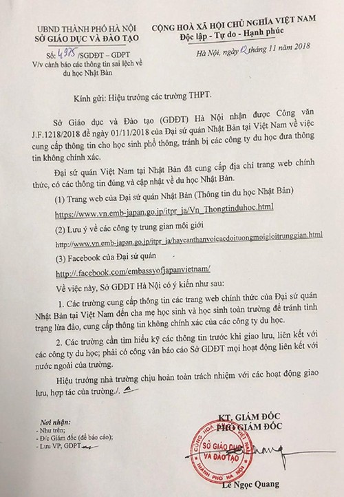 Hà Nội cảnh báo thông tin sai lệch về du học Nhật Bản ảnh 1