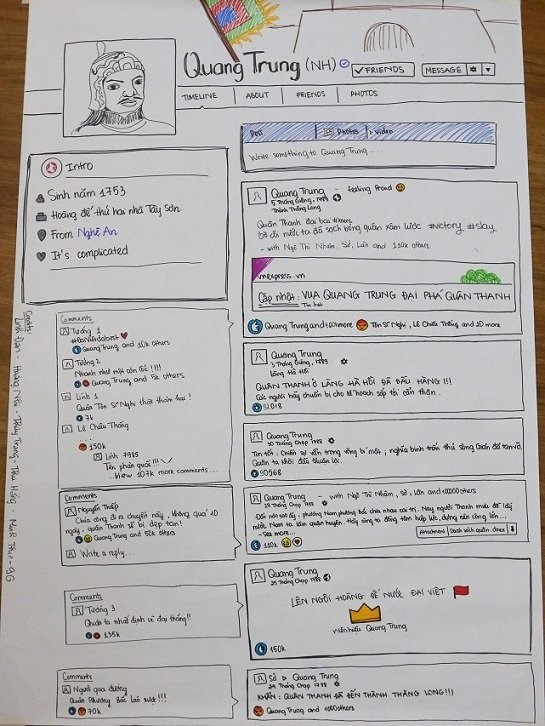 Bất ngờ với cách học văn thời 4.0: Tóm tắt tiểu sử nhà văn bằng “Facebook giấy” ảnh 2