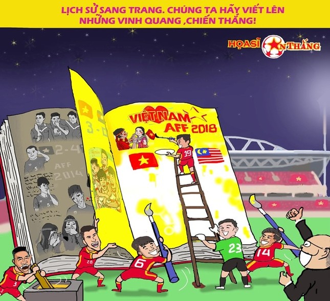 Họa sĩ Việt vẽ tranh cổ vũ tuyển Việt Nam trước trận gặp Malaysia ảnh 9