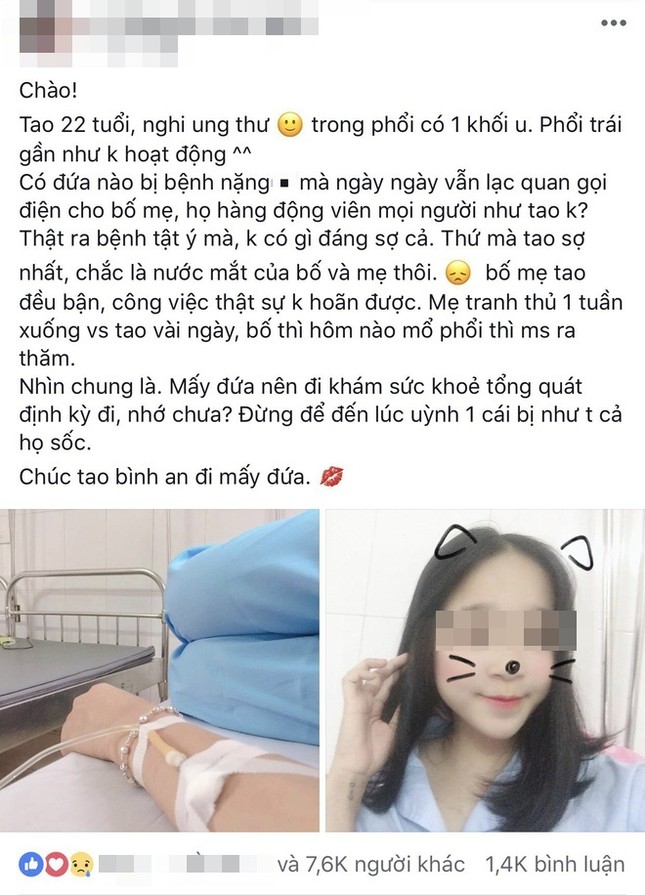 Tâm sự của cô gái 22 tuổi nghi bị ung thư phổi là lời nhắn khiến giới trẻ "lặng người" ảnh 1