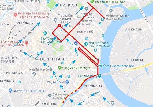 TP.HCM: Lưu ý các tuyến đường tại trung tâm thành phố sẽ bị cấm xe vào cuối tuần này ảnh 2