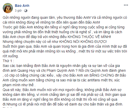 Bảo Anh tung đoạn tin nhắn với Phạm Quỳnh Anh, khẳng định không phải là người thứ 3 ảnh 1