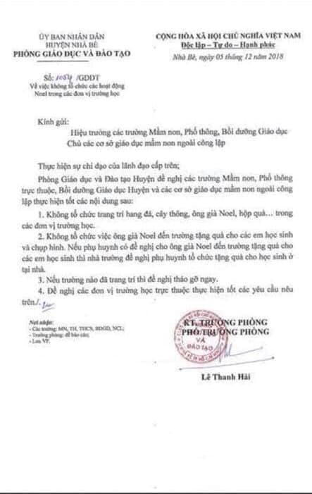 TP.HCM rút văn bản "Cấm ông già Noel vào trường học tặng quà cho học sinh" ảnh 1