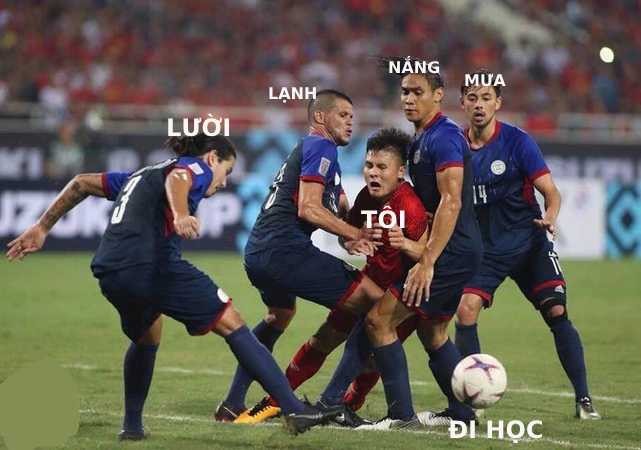 Dân mạng thích thú "mượn" ảnh Quang Hải bị Philippines "ép bốn" để chia sẻ nỗi khổ riêng ảnh 5