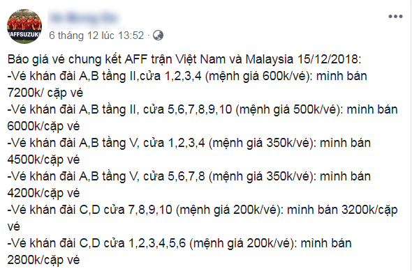 "Chợ vé online" trận chung kết Việt Nam - Malaysia sôi nổi, ngoài tầm kiểm soát ảnh 7