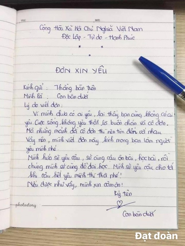 Cô gái viết "đơn xin yêu" gửi bạn bàn trên kèm lời hứa khiến dân mạng rần rần ủng hộ ảnh 1